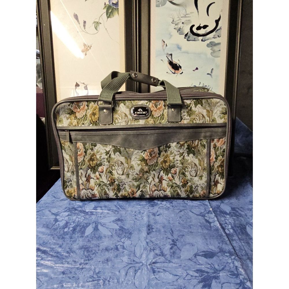 Vintage JORDACHE Tapestry overnight suitcase travel Boho weekender bag 6 footers